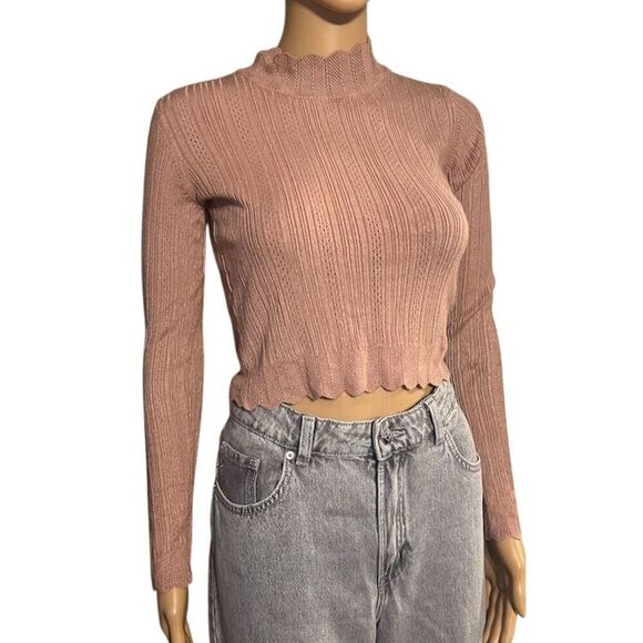 Miss Selfridge Tops - Miss Selfridge Women's Pink Ribbed Crop Top Open Back Size 6